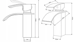 SILLA Mitigeur lavabo moderne en Laiton, cascade, Blanc