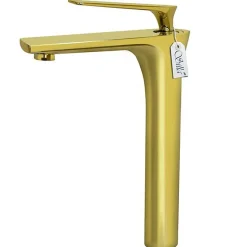 SILLA Mitigeur lavabo moderne bec haut en Laiton, économie d'eau, Doré