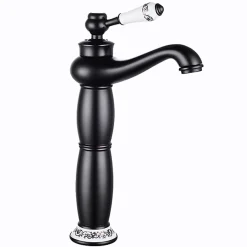 SILLA Mitigeur lavabo retro bec haut en Laiton, économie d'eau, Noir