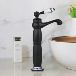SILLA Mitigeur lavabo retro bec haut en Laiton, économie d'eau, Noir