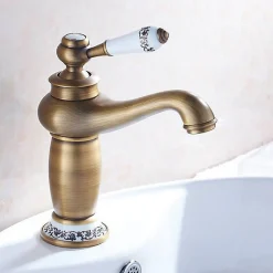 SILLA Mitigeur lavabo retro en Laiton, économie d'eau, Vintage doré
