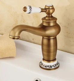 SILLA Mitigeur lavabo retro en Laiton, économie d'eau, Vintage doré