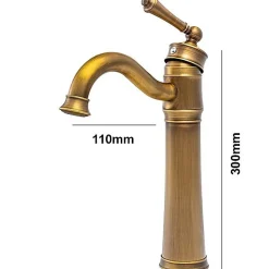 SILLA Mitigeur lavabo retro bec haut en Laiton, économie d'eau, Vintage doré