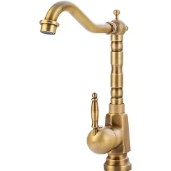 SILLA Mitigeur lavabo retro bec haut en Laiton, économie d'eau, Vintage doré