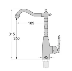 SILLA Mitigeur lavabo retro bec haut en Laiton, économie d'eau, Vintage doré