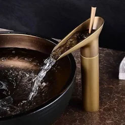 SILLA Mitigeur lavabo retro bec haut en Laiton, économie d'eau, Vintage doré