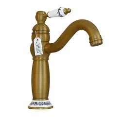SILLA Mitigeur lavabo retro en Laiton, économie d'eau, Vintage doré
