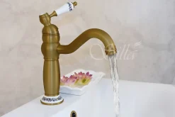 SILLA Mitigeur lavabo retro en Laiton, économie d'eau, Vintage doré