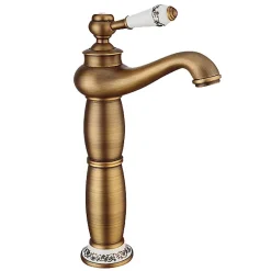 SILLA Mitigeur lavabo retro bec haut en Laiton, économie d'eau, Vintage doré