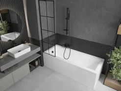 Silla Pare-baignoire fixe, 50x150 cm, Noir