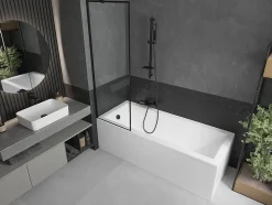 Silla Pare-baignoire fixe, 60x150 cm, Noir