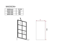 Silla Pare-baignoire MADISON+, fixe, 80x140 cm, Noir
