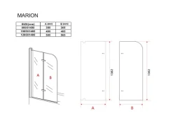 Silla Pare-baignoire MARION, pivotant, 120x140 CM, Noir