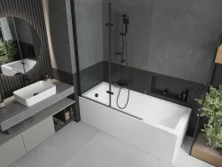 Silla Pare-baignoire pivotant, 120x150 cm, Noir