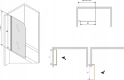 Silla Pare-baignoire pivotant, 70x140 cm, Noir