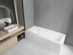 Silla Pare-baignoire pivotant, 70x140 cm, Noir