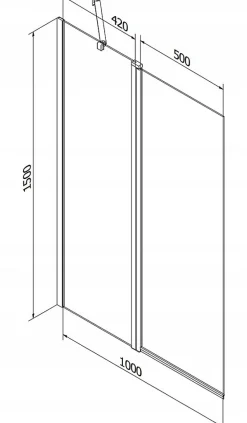 Silla Pare-baignoire pivotant, 100x150 cm, Doré