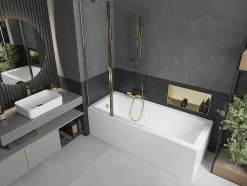 Silla Pare-baignoire pivotant, 100x150 cm, Doré
