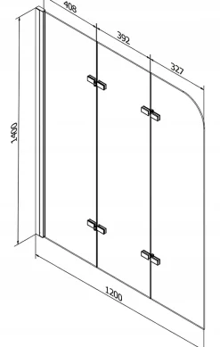 Silla Pare-baignoire pivotant, 120x140 cm, Chromé