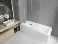 Silla Pare-baignoire pivotant, 120x140 cm, Chromé