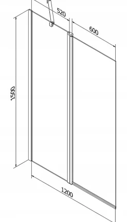Silla Pare-baignoire pivotant, 120x150 cm, Chromé