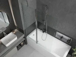 Silla Pare-baignoire pivotant, 120x150 cm, Chromé