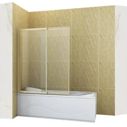 Silla Pare-baignoire SPENCER, rabattable, 120x150 CM, Doré brossé