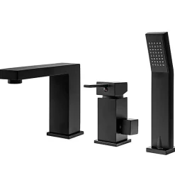Silla Robinet De Baignoire en Laiton sur plage 3 trous, Noir mat