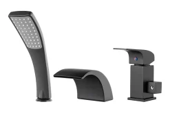 Silla Robinet De Baignoire en Laiton sur plage 3 trous, Noir mat
