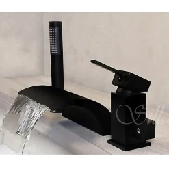 Silla Robinet De Baignoire en Laiton sur plage 3 trous, Noir mat