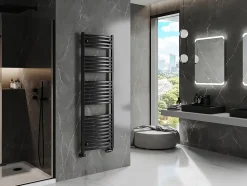 Silla Sèche-serviettes eau chaude 680W 150x50x5,4cm, Noir