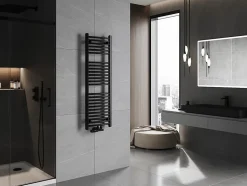 Silla Sèche-serviettes eau chaude 442W 120x40x4,4cm, Noir