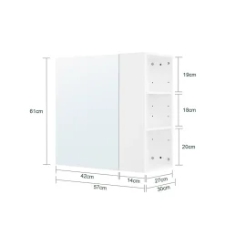 SoBuy Armoire Murale avec Miroir, 1 Porte 3 Compartiments, Étagères Réglables, Blanche
