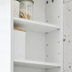 SoBuy Armoire Murale avec Miroir, 1 Porte 3 Compartiments, Étagères Réglables, Blanche