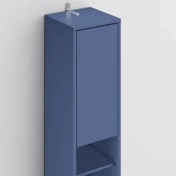 SoBuy Armoire Salle de Bain en MDF Bleue avec Tiroir et Étagères Réglables