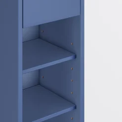 SoBuy Armoire Salle de Bain en MDF Bleue avec Tiroir et Étagères Réglables