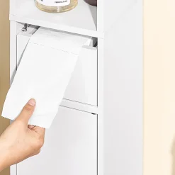 SoBuy Colonne de Salle de Bain avec Porte et Tiroir Résistant à l'Humidité Blanc