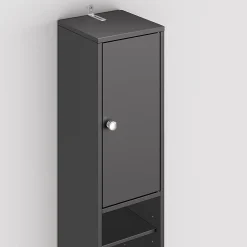 SoBuy Colonne de salle de bain étanche avec étagères et tiroirs réglables, MDF noir