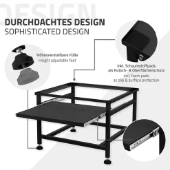Socle de machine à laver avec étagère extensible base sèche-linge en acier noir