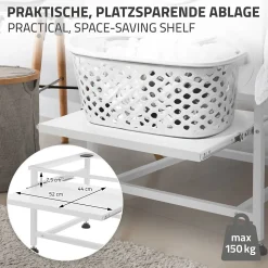 Socle de machine à laver avec étagère extensible base sèche-linge en acier blanc