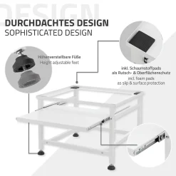 Socle de machine à laver avec étagère extensible base sèche-linge en acier blanc