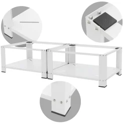 Socle machine à laver double avec étagère base sèche-linge blanc 150 kg/support