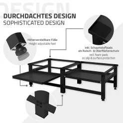 Socle machine à laver double avec étagère base sèche-linge noir 150 kg/support