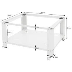 Socle pour machine à laver en acier blanc accessoire avec étagère 63x54x32 cm