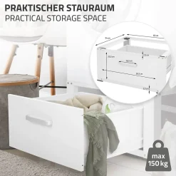 Socle pour machine à laver en acier blanc accessoire avec tiroir 63x54x31,5 cm