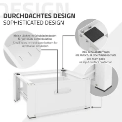 Socle pour machine à laver en acier blanc accessoire avec tiroir 63x54x31,5 cm