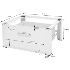 Socle pour machine à laver en acier blanc accessoire avec tiroir 63x54x31,5 cm