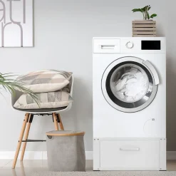 Socle pour machine à laver en acier blanc accessoire avec tiroir 63x54x31,5 cm