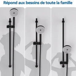 SOFETIY MAX Barre de douche en acier inoxydable - Kit complet avec coulisseau rond et fixations chromées