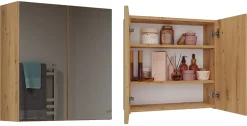 SOFYA - Armoire de toilette murale 2 portes - Meuble Salle de bain avec miroir - 60x22x60 cm - Rangement